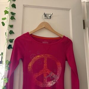 2000s Pink Peace Sign Long Sleeve Shirt